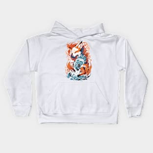 Dancing Waves and Kitsune's Grace Kids Hoodie